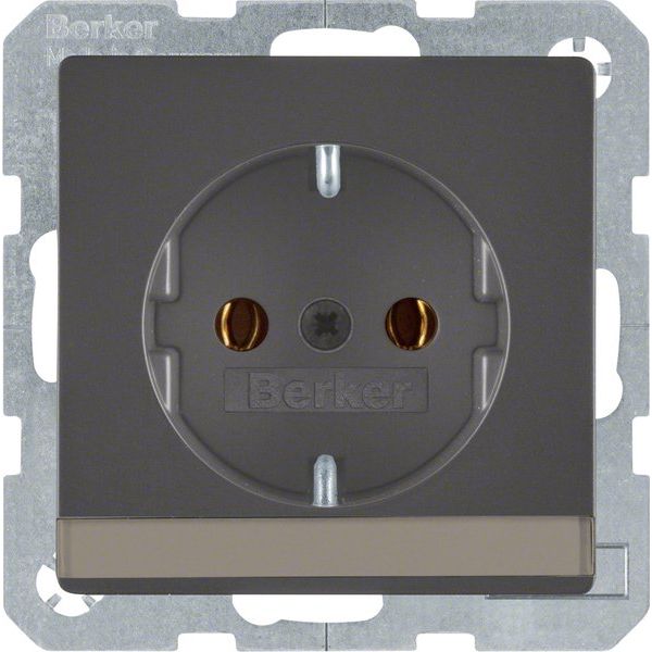 Berker - Steckdose SCHUKO-Steckdose anth/sa 47506086 m. Beschriftungsfeld