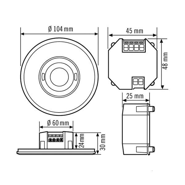 ESYLUX - Bussystem-Bewegungsmelder Präsenzmelder PD-FLAT #EP10428661 DALI weiß