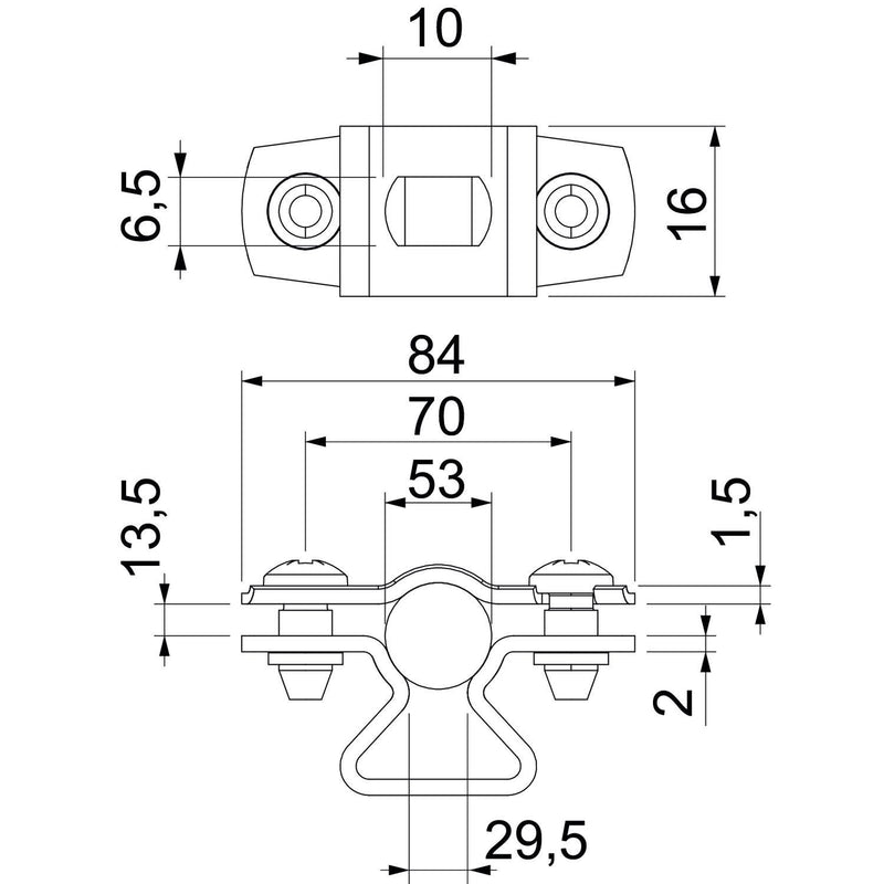 OBO Bettermann - Befestigungsschelle für Kabel/Rohre Abstandschelle ASL 733 53 A4 mit Langloch 44-53mm − 20 Stück