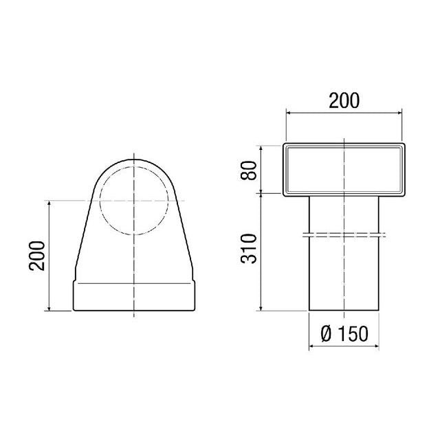 Maico - Zubehör/Ersatzteile für Ventilatoren Winkel MF-WL150 80/200  − 1 Stück

