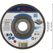Bosch - Trenn-/Schleifscheibe PRO Metal Schleifscheibe, 2608600218 115 x 6 x 22.23 mm
