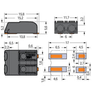 WAGO - Ein- und mehrpolige Klemmenleiste SMD-Leiterplattenklemme 2061-622/998-404 Drücker,1,5mm²,sw − 6300 Stück