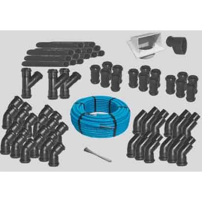 cleanpower - Zubehör/Ersatzteile für Ventilatoren Rohbauset 21m PP CP-044 für 4 Saugstellen