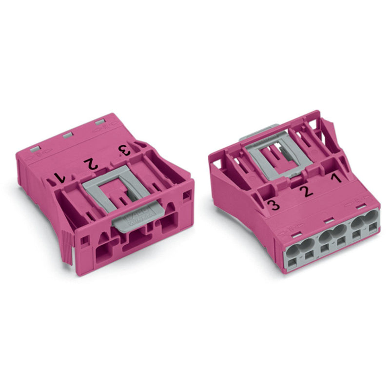 WAGO - Geräteanschluss für steckbare Gebäudeinstallation Snap-In-Stecker 770-793 3-polig,Kod. B,pink − 100 Stück