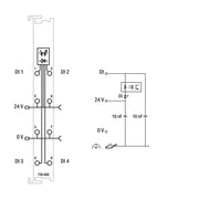WAGO - Feldbus, Dez. Peripherie - Digitales Ein-/Ausgangs-Modul 4-Kanal-Digitaleingang 750-408/025-000 DC 24 V,3 ms,lgr