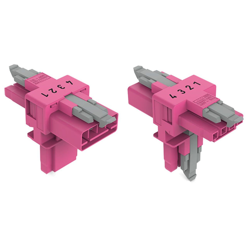 WAGO - Kompaktverteiler für steckbare Gebäudeinstallation T-Verteiler 4-polig 890-1733 Kod. B,pink − 25 Stück