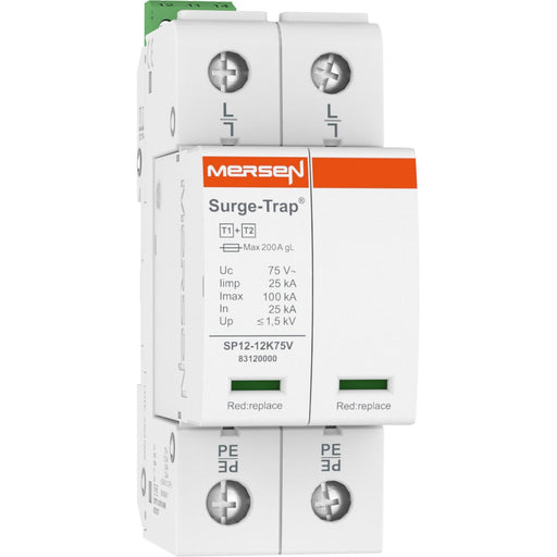 Mersen - Blitzstromableiter für Energietechnik Überspg.-Ableiter Typ 1+2 STPT12-12K75V-2PM 12,5kA Uc75V 2+0 TNS