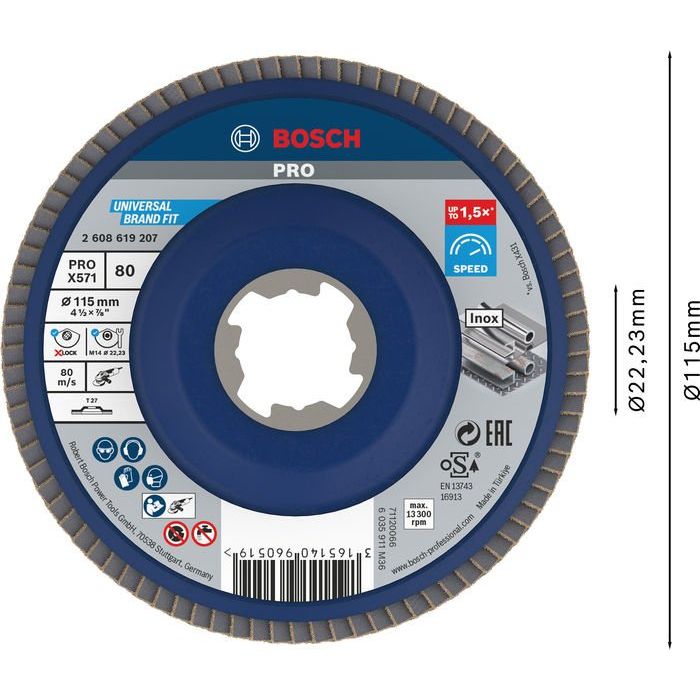 Bosch - Trenn-/Schleifscheibe PRO X571 2608619207 Fächerschleifscheibe