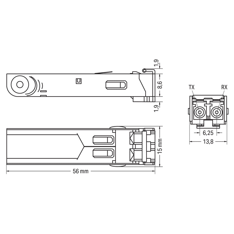 WAGO - Modul für aktive Netzwerkkomponente SFP Module 100BASE,FX 852-202 2km,silberfarben − 1 Stück