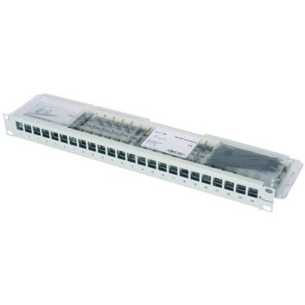 Telegärtner - Patchpanel Kupfer 19Z-Modulträger 1HE grau 100007012 inkl. 24xAMJ-S Cat6A