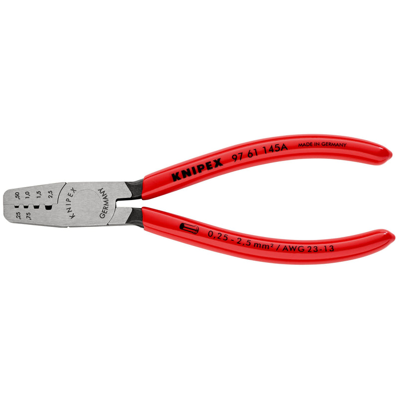 Knipex - Presswerkzeug Kabelschuhe/Verbinder, Aderendhülsen, Schirmanschluss Crimpzange 97 61 145 A SB 145mm