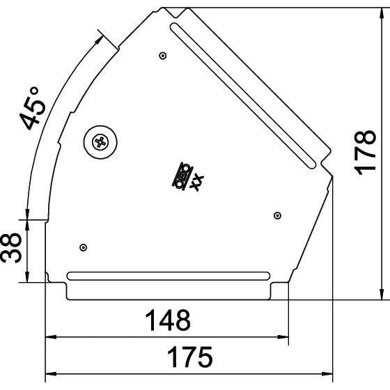 OBO Bettermann - Deckel Bogen für Kabeltragsystem Deckel für 45Grad-Bogen RBD 45 150 DD B150mm, bandverzinkt