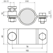 DEHN - Erdungsrohrschelle FS Anschlussschelle AS D40 KSV 6.10 V2A NIRO D40 f.Rd 6-10mm