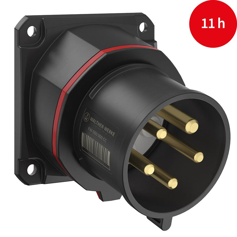 Walther Werke - CEE-Gerätestecker (IEC 60309) CEE NEO Anbaugerätestecker FW713511CC schräg 16A5P11h IP54 − 10 Stück