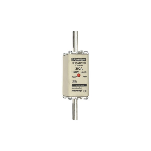 Mersen - Messersicherung NH-Sicherungseinsatz SF NH0GG50V200 Gr.0 gG 200A/500V KM − 3 Stück