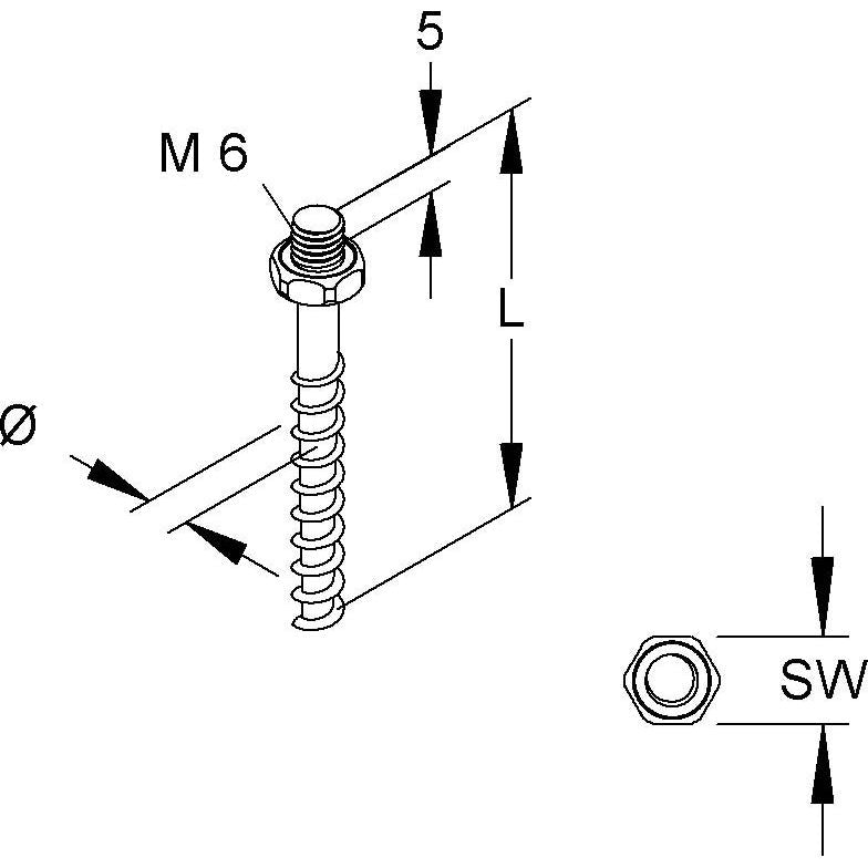 Niedax - Betonschraube Schraubanker NSA 6X55/SW10-M6 V − 100 Stück