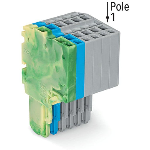 WAGO - Ein- und mehrpolige Klemmenleiste 2-Leiter-Federleiste 2020-206/000-039 1,5mm²,gn-ge/bl/gr − 25 Stück