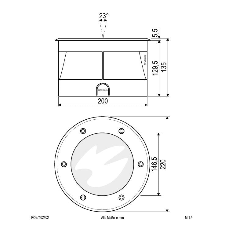EVN Lichttechnik - Bodeneinbauleuchte LED Bodenleuchte PC67102402 IP67, 3000K 1465lm