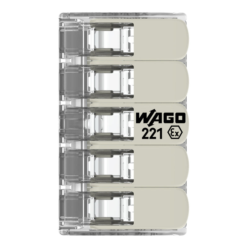 WAGO - Steckklemme COMPACT-Verbindungsklemme 221-685 Ex e,transparent − 15 Stück