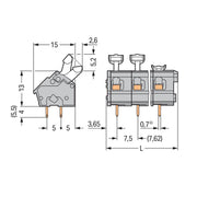 WAGO - Leiterplattenklemme 256-524 Drücker,2,5 mm²,grau − 5 Stück