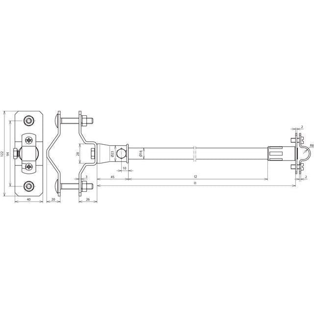 DEHN - Distanzhalter für Blitzschutz Distanzhalter f.Rd 16mm DIDH161030RS40.60V2A L1015mm Bef.D40-60mm