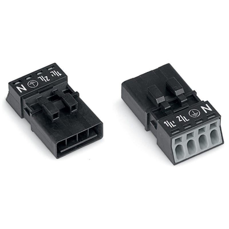 WAGO - Steckverbinder für steckbare Gebäudeinstallation Stecker 4-polig 890-214 Kod. A,schwarz − 50 Stück