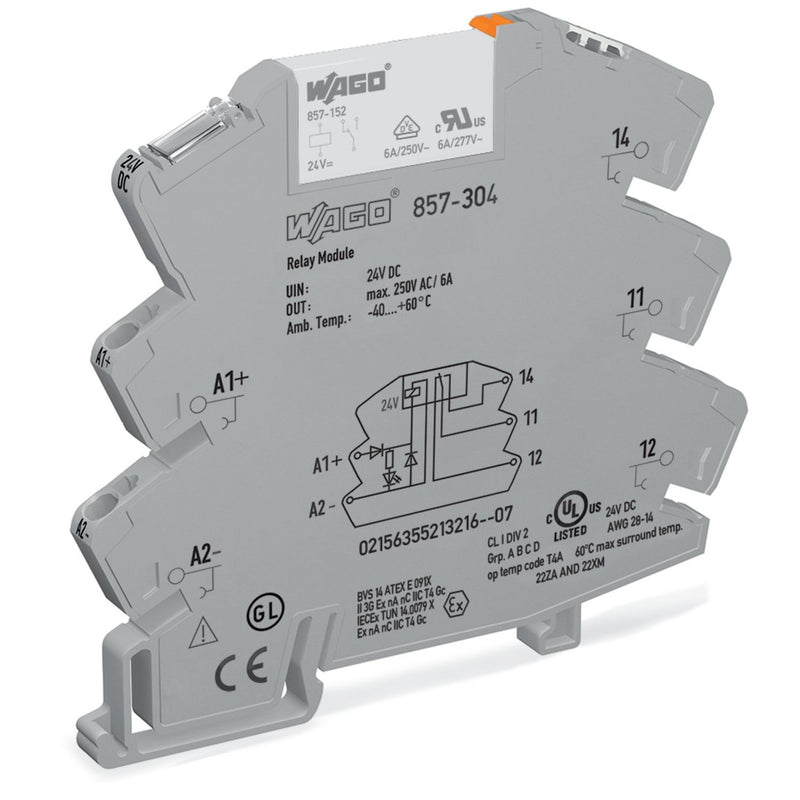 WAGO - Schaltrelais Relaisbaustein steckbar 857-304 24VDC/5A 10mA 1W
