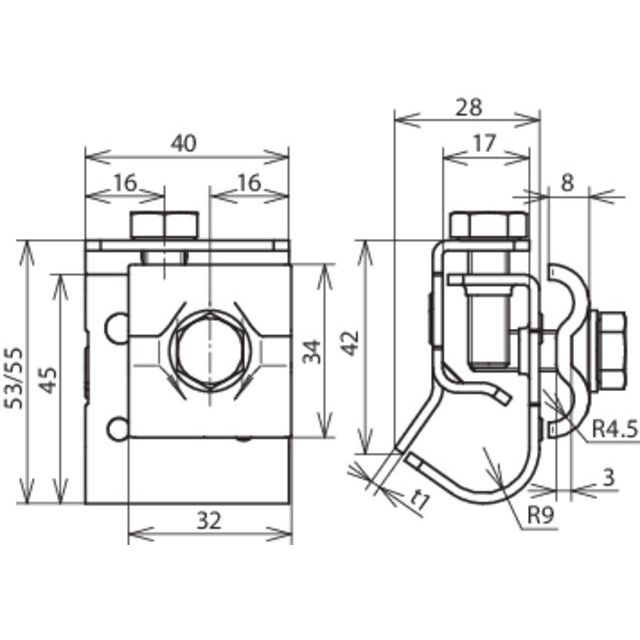 DEHN - Anschlussklemme für Blitzschutz Dachrinnenklemme DRKDUL8.10W16.22CU Cu f.Wulst 16-22mm