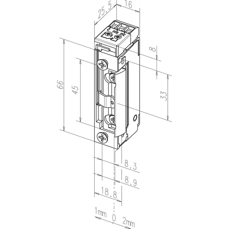 Assa Abloy effeff - Elektrischer Türöffner Radiustüröffner 118RR-------A71 o.Stulp,10-24V AC/DC