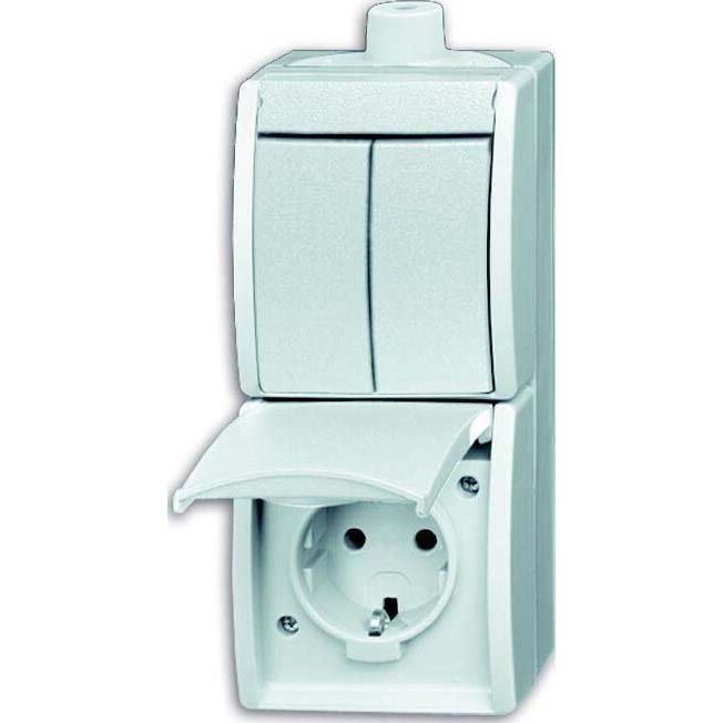 Busch-Jaeger - Schalter-/Steckdosenkombination Kombination SCHUKO 2601/5/20EW-54-503 Steckdose, mit Wipp