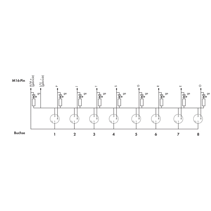 WAGO - Passiver Sensor-/Aktor-Verteiler (ohne Leitung) M8-Sensor-/ Aktorbox 757-383 8-fach,3-polig