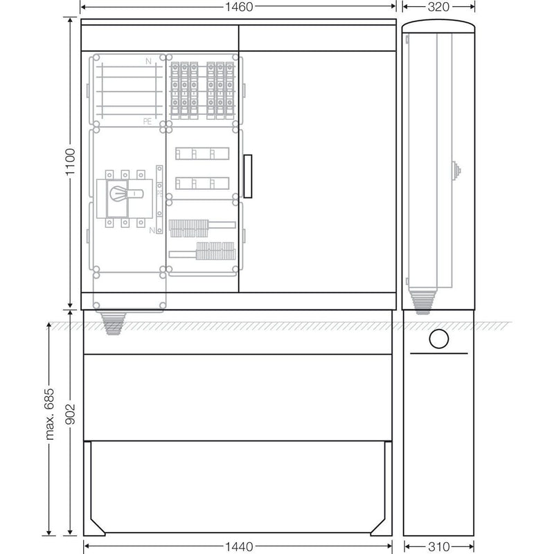 Hensel - Verteilerschrank für Energieversorgung Ladeverteiler Mi EV 11kW 6110 f.6 Ladep. a 11kW