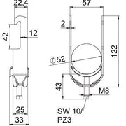 OBO Bettermann - Bügelschelle BS-W1-M-52 FT 46-52mm − 100 Stück