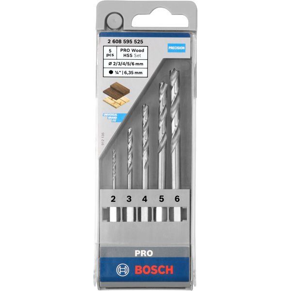 Bosch - Bohrer-Set PRO Wood HSS 2608595525 Holzspiralbohrer