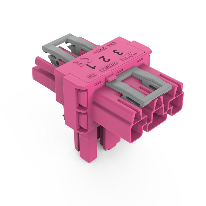 WAGO - Kompaktverteiler für steckbare Gebäudeinstallation T-Verteiler 3-polig 770-1713 Kod. B,pink − 50 Stück