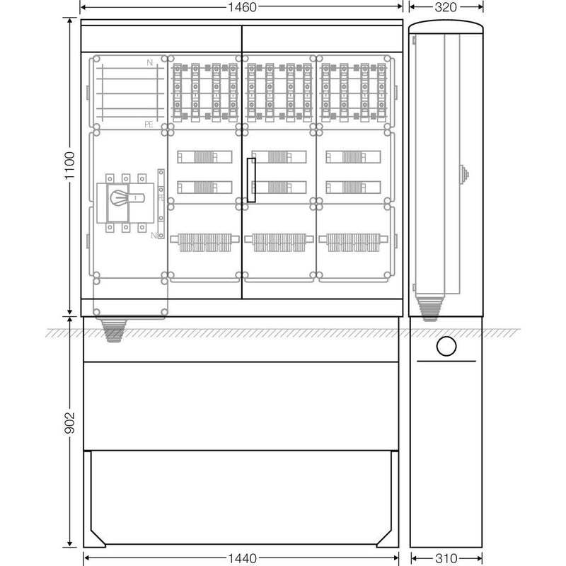 Hensel - Verteilerschrank für Energieversorgung Ladeverteiler Mi EV 22kW 12110 f.12 Ladep. a 22kW