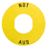 Schneider Electric - Bezeichnungsschild für Befehlsgeräte Not-Aus-Schild ZBY9260 D=60, gelb − 10 Stück