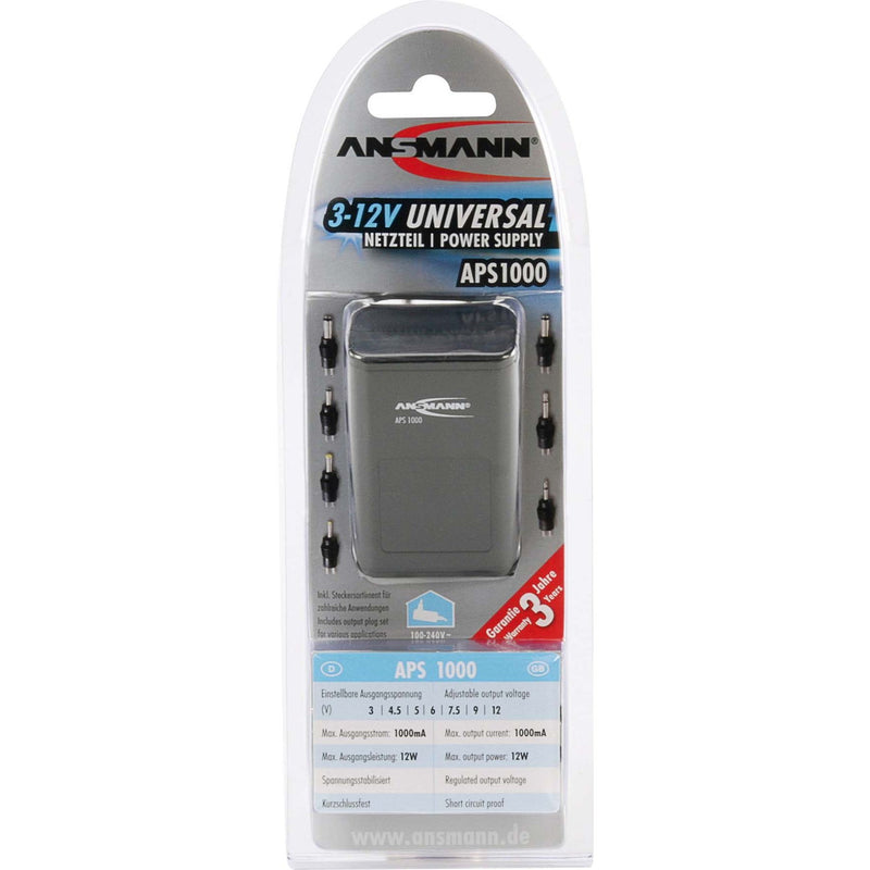 Ansmann - Netzgerät für Unterhaltungselektronik universal-Netzteil APS 1000 3-12VDC,max.1000mA