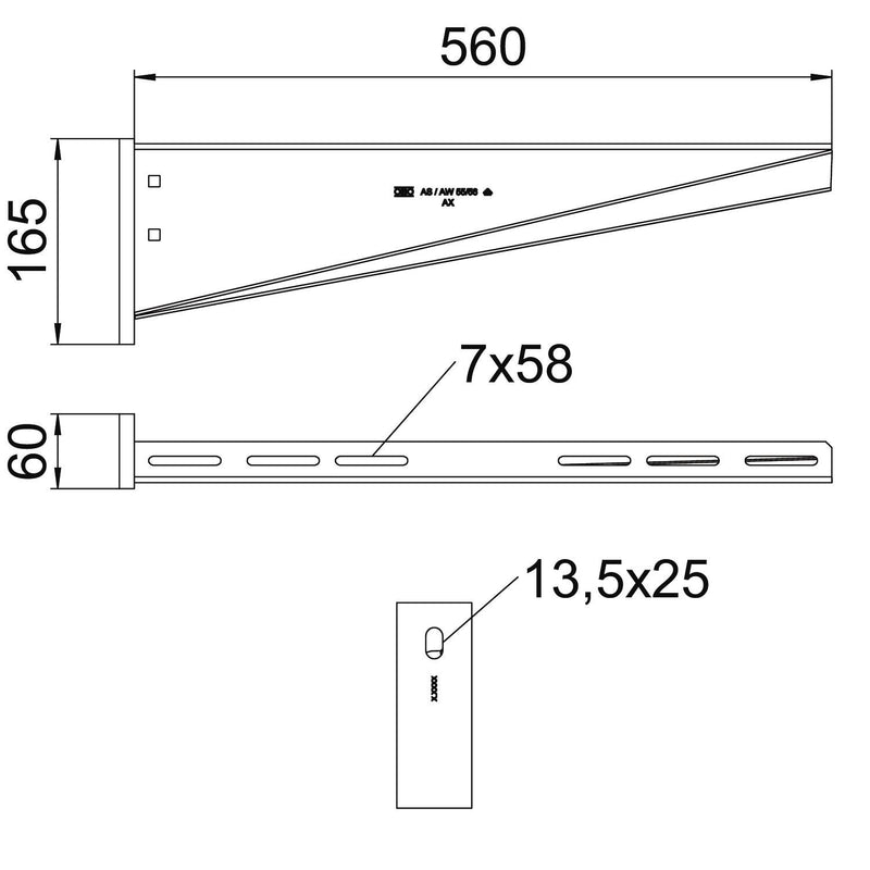 OBO Bettermann - Ausleger für Kabeltragsystem Wand+Stielausleger AW 55 56 FT tauchf.vz