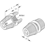 HKL - Scheibennippel für Leuchten Klemmnippel ws 436W D:5-6,8/L:24mm M10x1 − 100 Stück