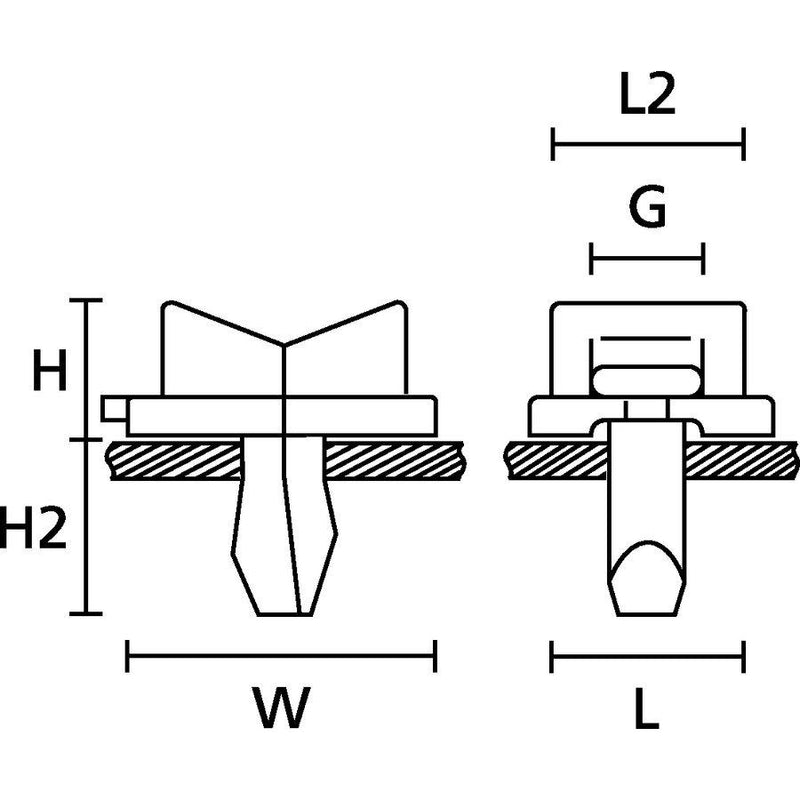 HellermannTyton - Befestigungssockel und -element für Kabelbinder Keilsockel TY5-K3/5-HS-NA-C1 − 100 Stück