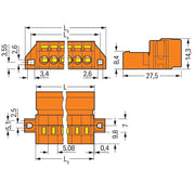 WAGO - Kabelsteckverbinder für Leiterplattensteckverbinder 1-Leiter-Stiftleiste 231-632/019-000 CAGECLAMP,2,5mm²,or − 100 Stück