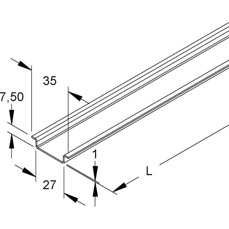 Niedax - Tragschiene 2933/2 BO − 2 Meter
