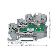 WAGO - Initiator/Aktor-Reihenklemme 3-Leiter-Aktorenklemme 2000-5317/1101-951 LED gelb für NPN − 50 Stück