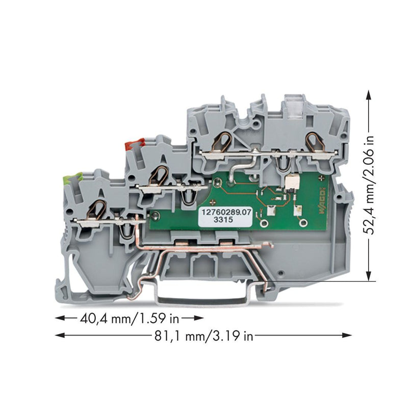 WAGO - Initiator/Aktor-Reihenklemme 3-Leiter-Aktorenklemme 2000-5317/1101-951 LED gelb für NPN − 50 Stück