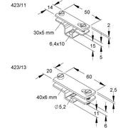 HKL - Zubehör/Ersatzteile für Erdung und Blitzschutz Bandeisenabstandhalter 423/13 40x6mm,Stahl verzkt. − 50 Stück