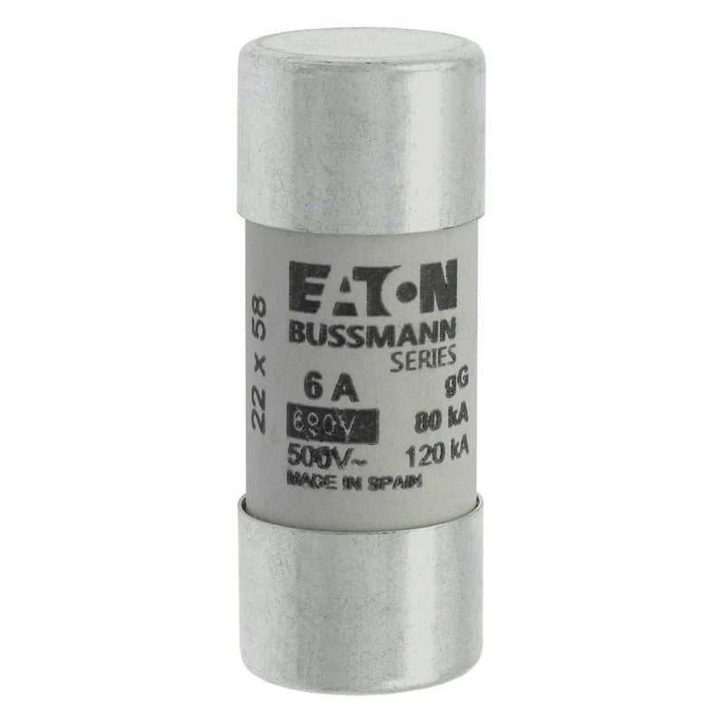 Eaton - Zylindrische Sicherung Sicherungseinsatz Nieders. CYLINDRICA#C22G6 6A AC 690V 80kA − 10 Stück