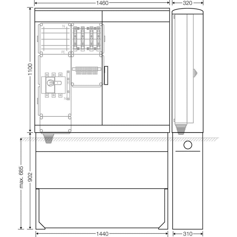 Hensel - Verteilerschrank für Energieversorgung Ladeverteiler Mi EV 22kW 4010 f.4 Ladep. a 22kW