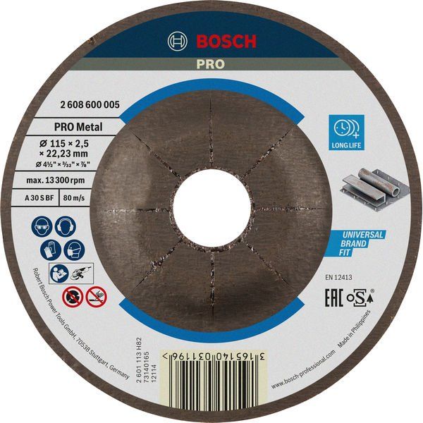 Bosch - Trenn-/Schleifscheibe PRO Metal Trennscheibe, 2608600005 115 x 2,5 x 22,23 mm