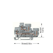 WAGO - Durchgangs-Reihenklemme Doppelstock-Basisklemme 870-101 1-Leiter/1-Pin − 50 Stück
